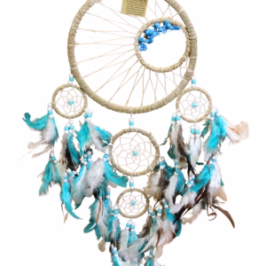 dromenvanger-22-cm-turquoise-steentjes-met-veren-5-ringen