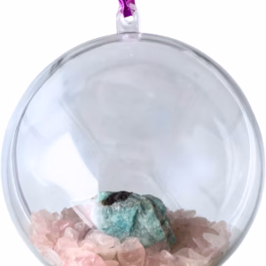 Kerstbal roze kwarts met amazoniet